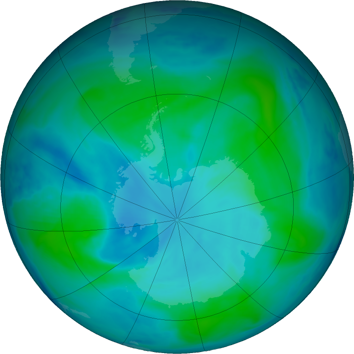Antarctic ozone map for 14 January 2022